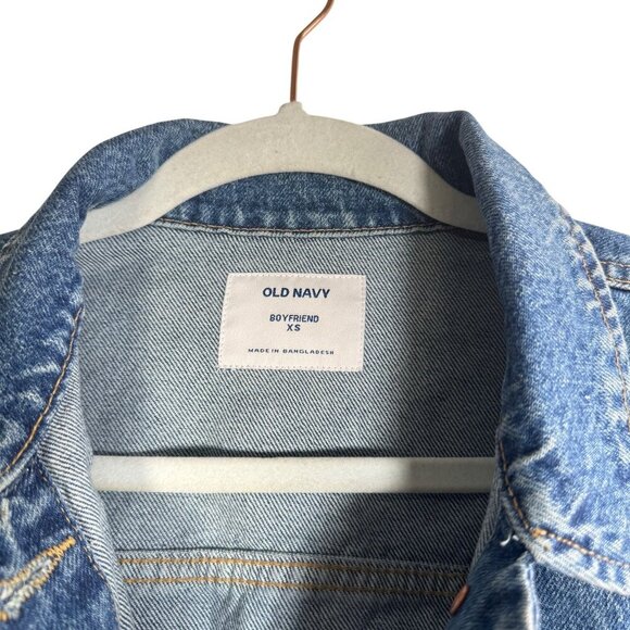 Old Navy Boyfriend Fit Denim Jean Jacket XS Medium Wash Classic Style - Picture 3 of 6